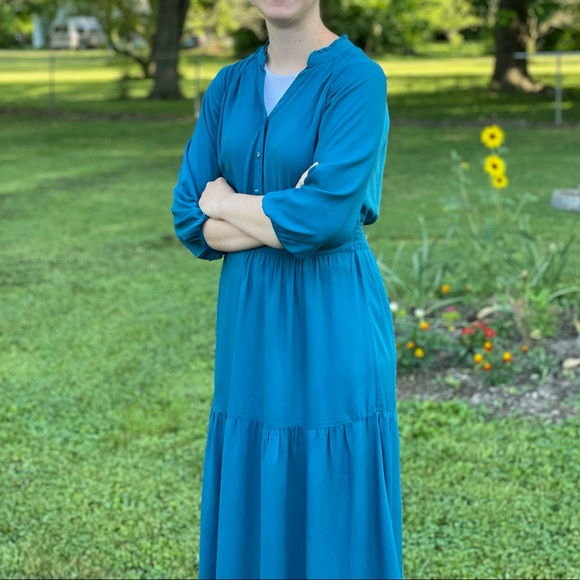 Dark Teal 3/4 sleeve Dress - Picture 4 of 4